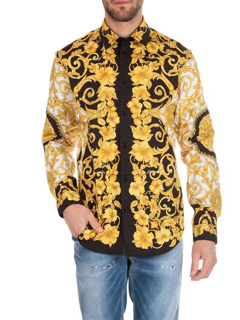 versace black and gold long sleeve shirt|Versace big man shirts.